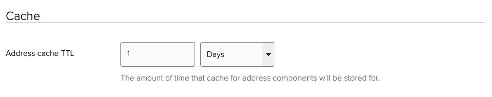 Control for setting the address cache time to live value