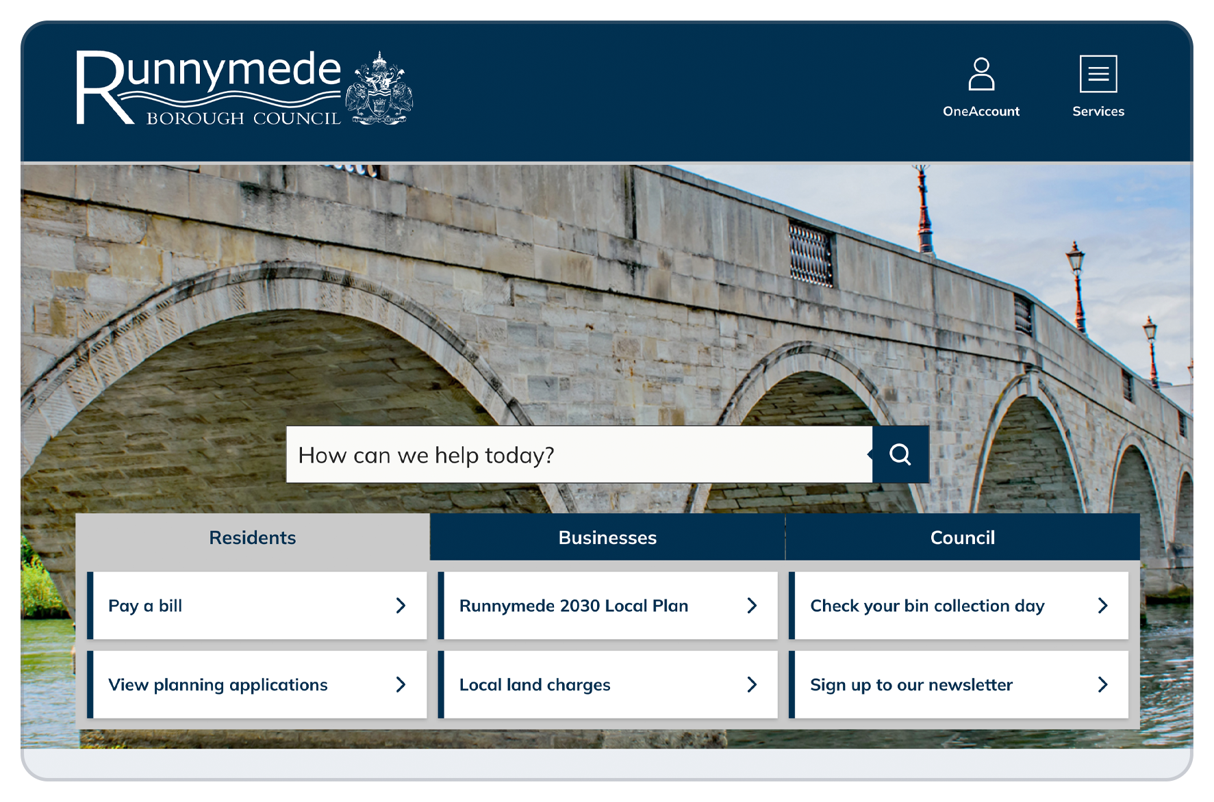 Homepage of the Runnymede website