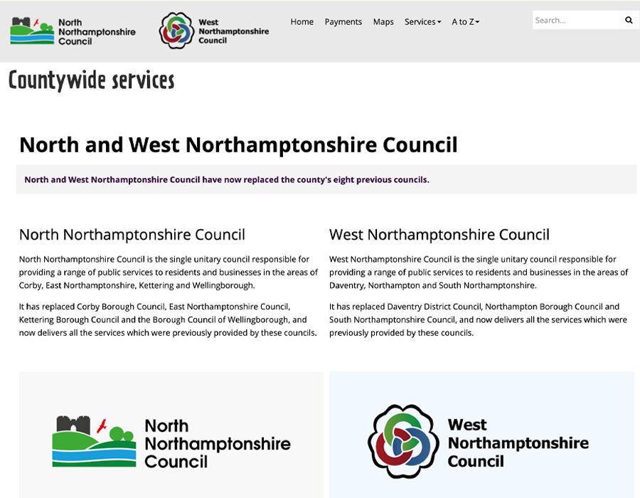 West Northamptonshire and North Northamptonshire homepage
