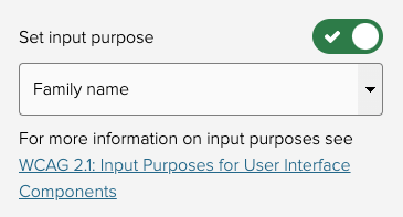 Component setting for input purpose