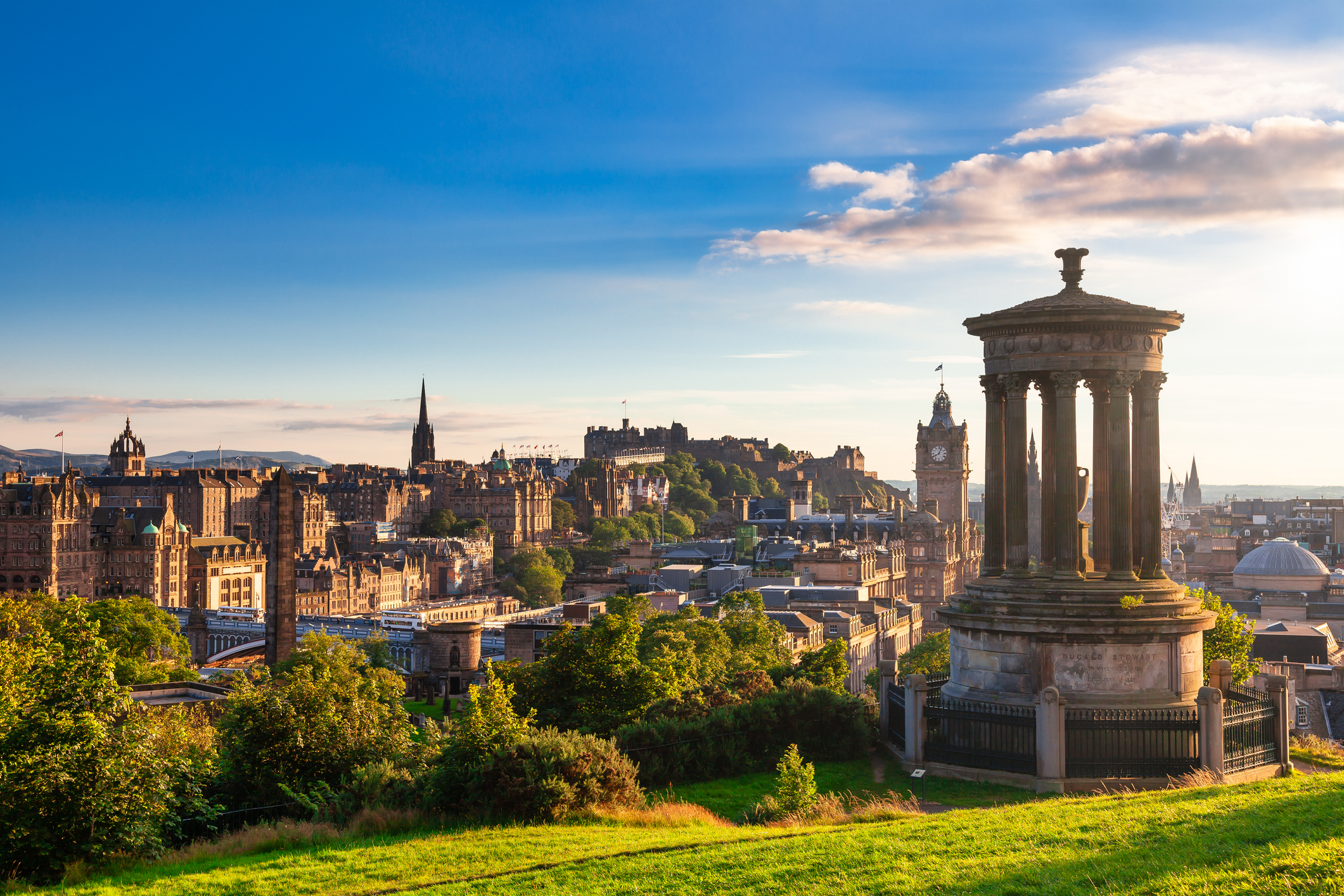 View of Edinburgh and Dugald Stewart Monument