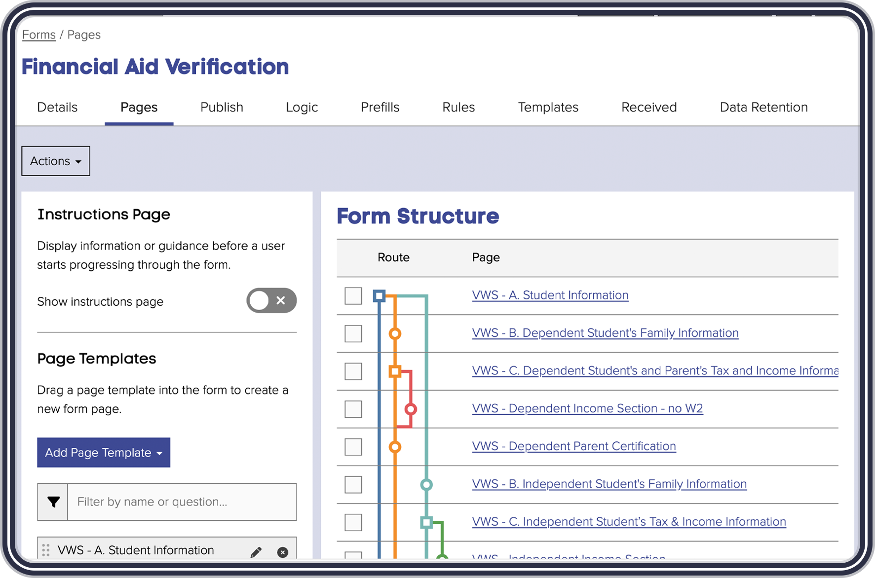 The forms user interface