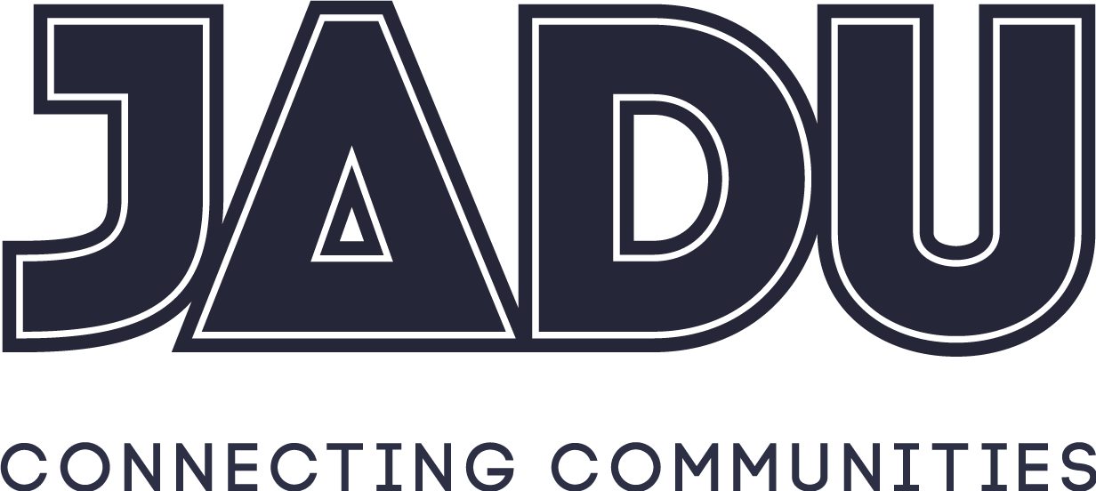 Jadu logo with tagline connecting Communities