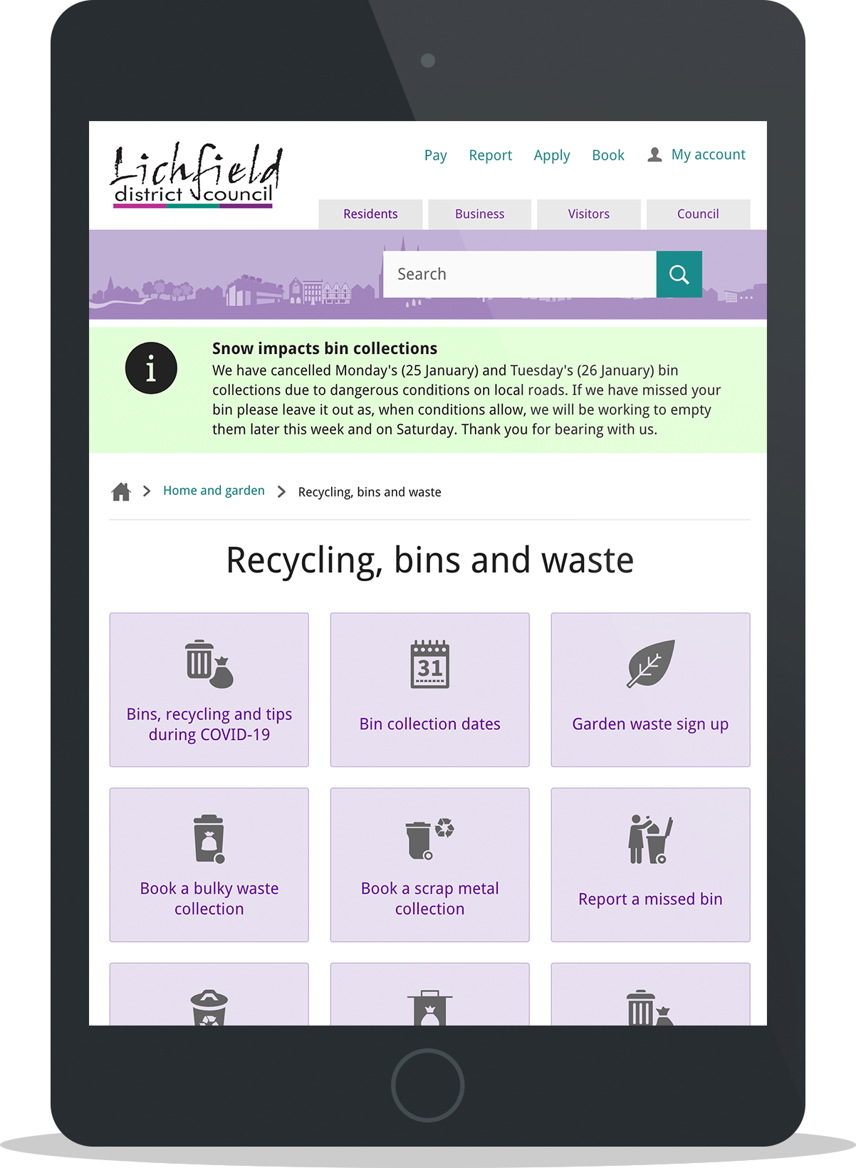 Lichfield&#039;s recycling, bins and waste homepage