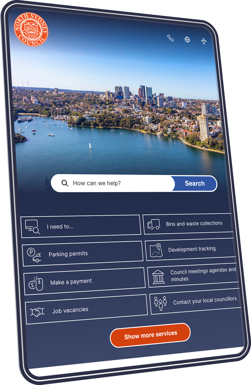 Tablet device displaying North Sydney website.