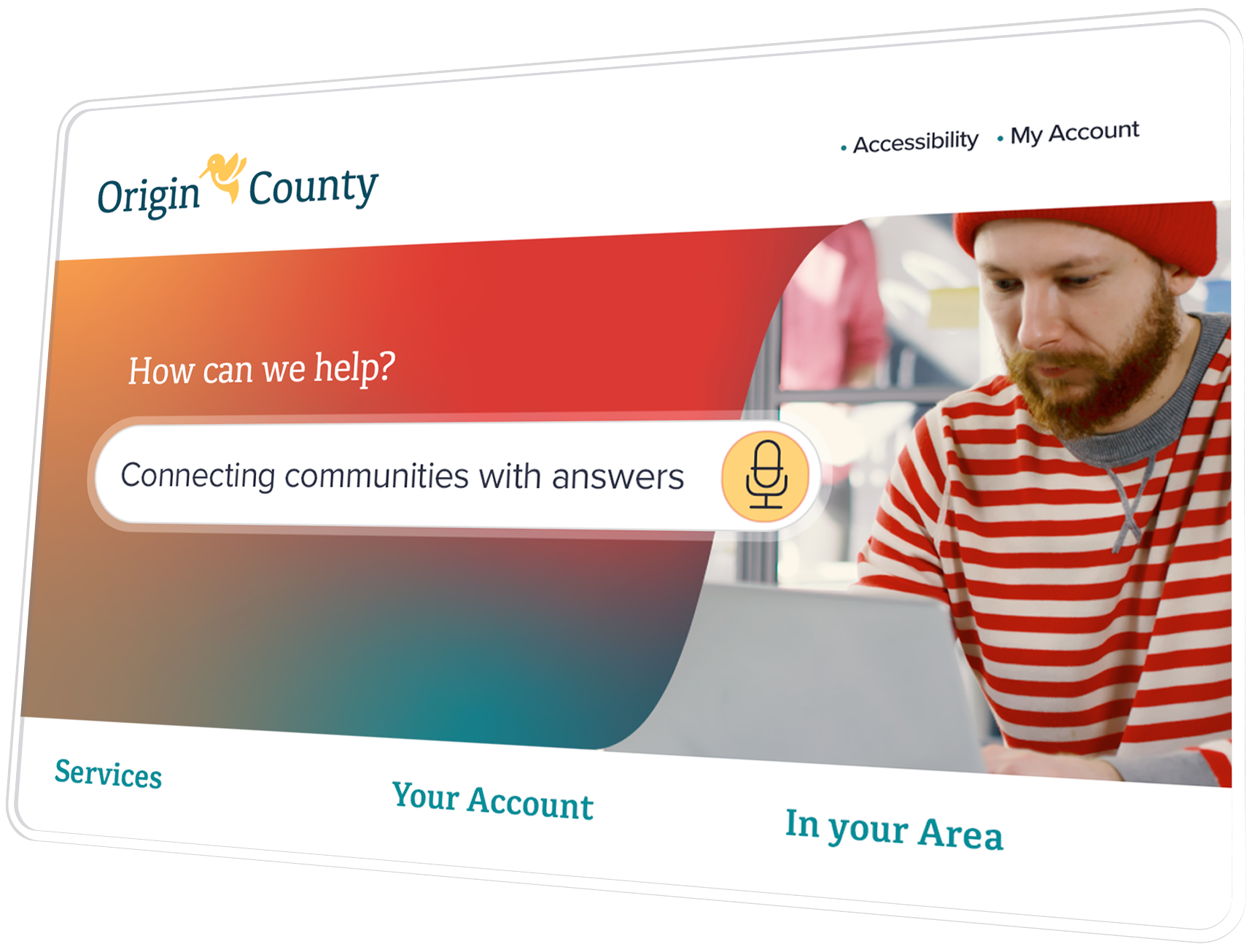 An example homepage searching for connected communities