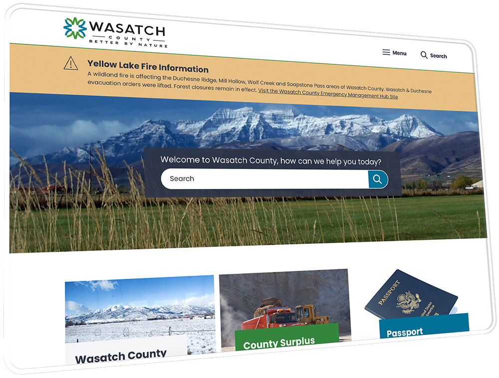The Wasatch County website hompage