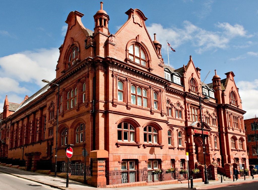 Wigan Town Hall on a sunny day