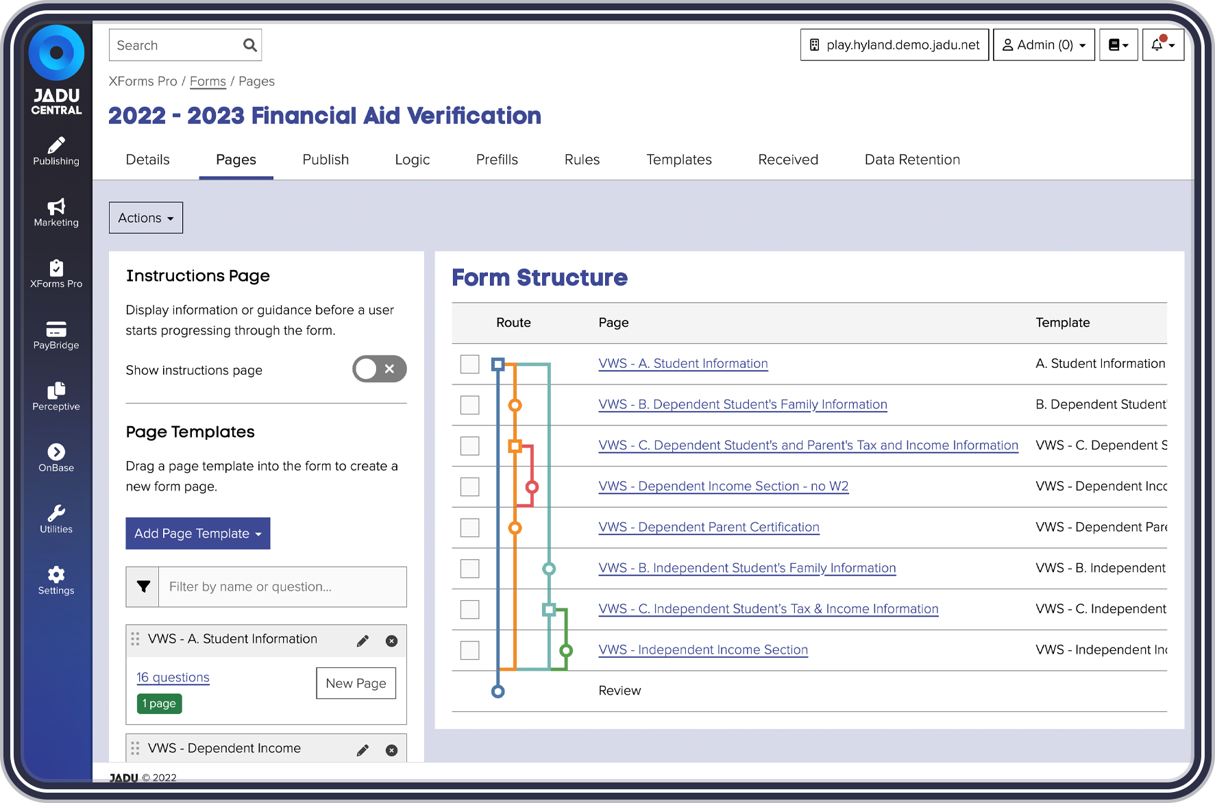 The forms user interface