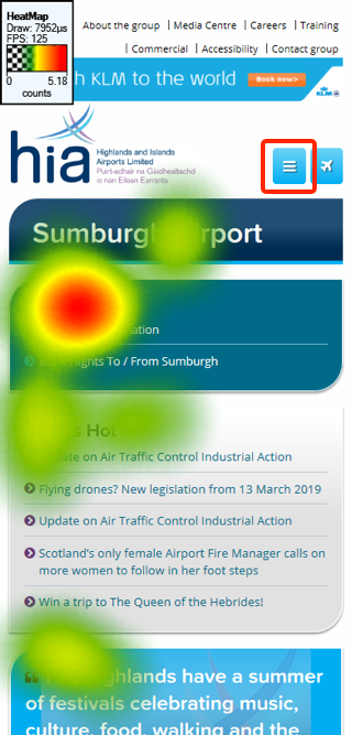 A heat map being applied