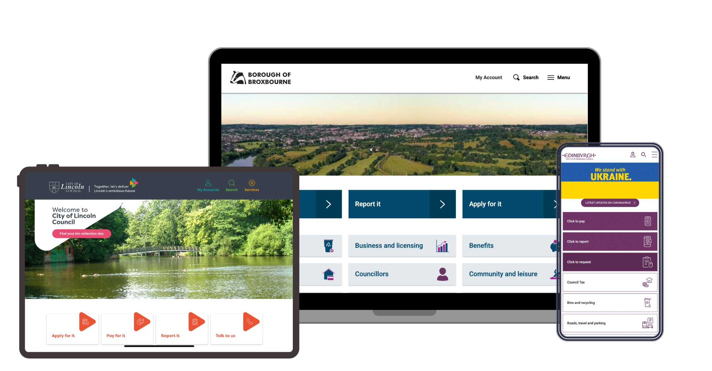 lincoln city council, edinburgh council and boorugh of broxbourne websites