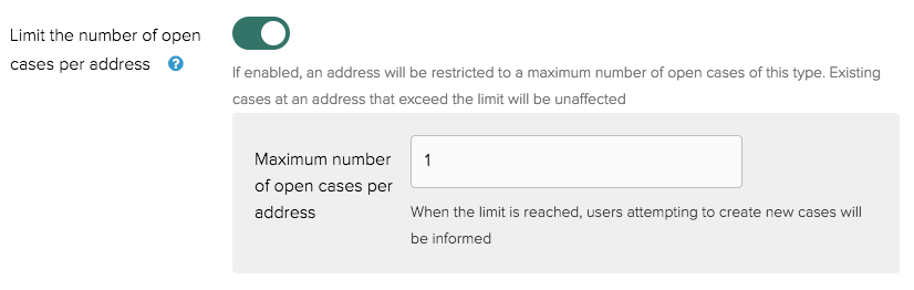 Case Type address limit