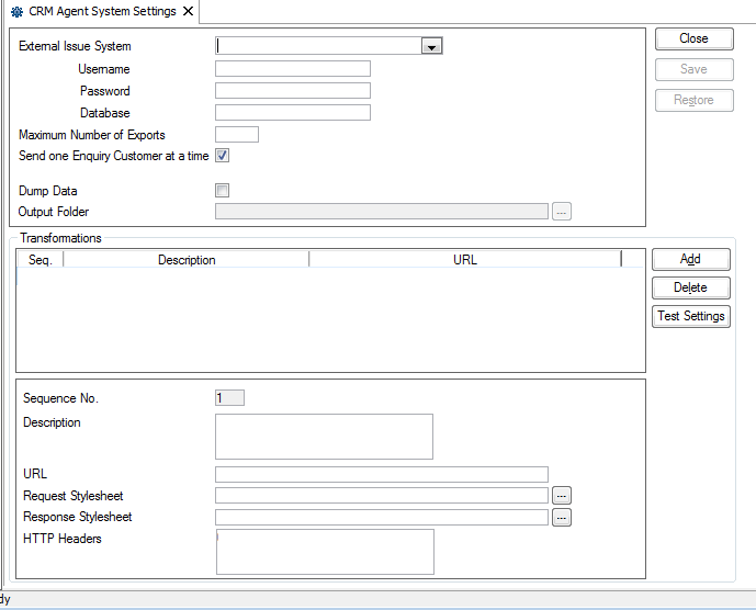 CRM Agent System Settings