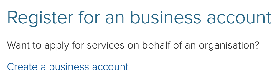 Register for a business account